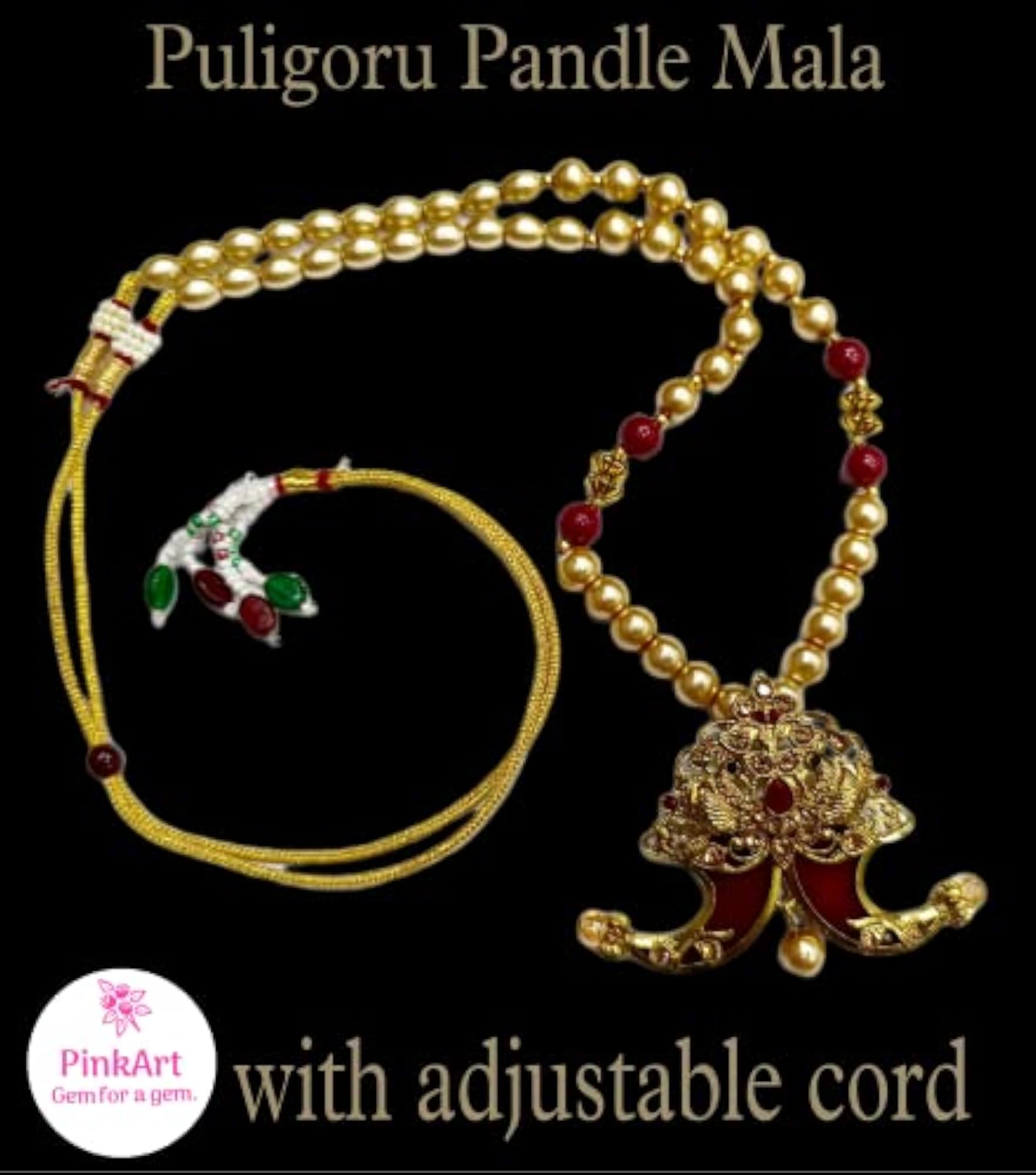 Puligoru Tiger Claw Pendant with Glass Pearl Mala
